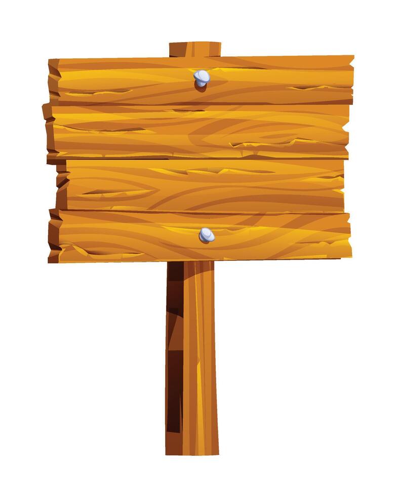 Blank wooden signboard cartoon illustration isolated on white background vector