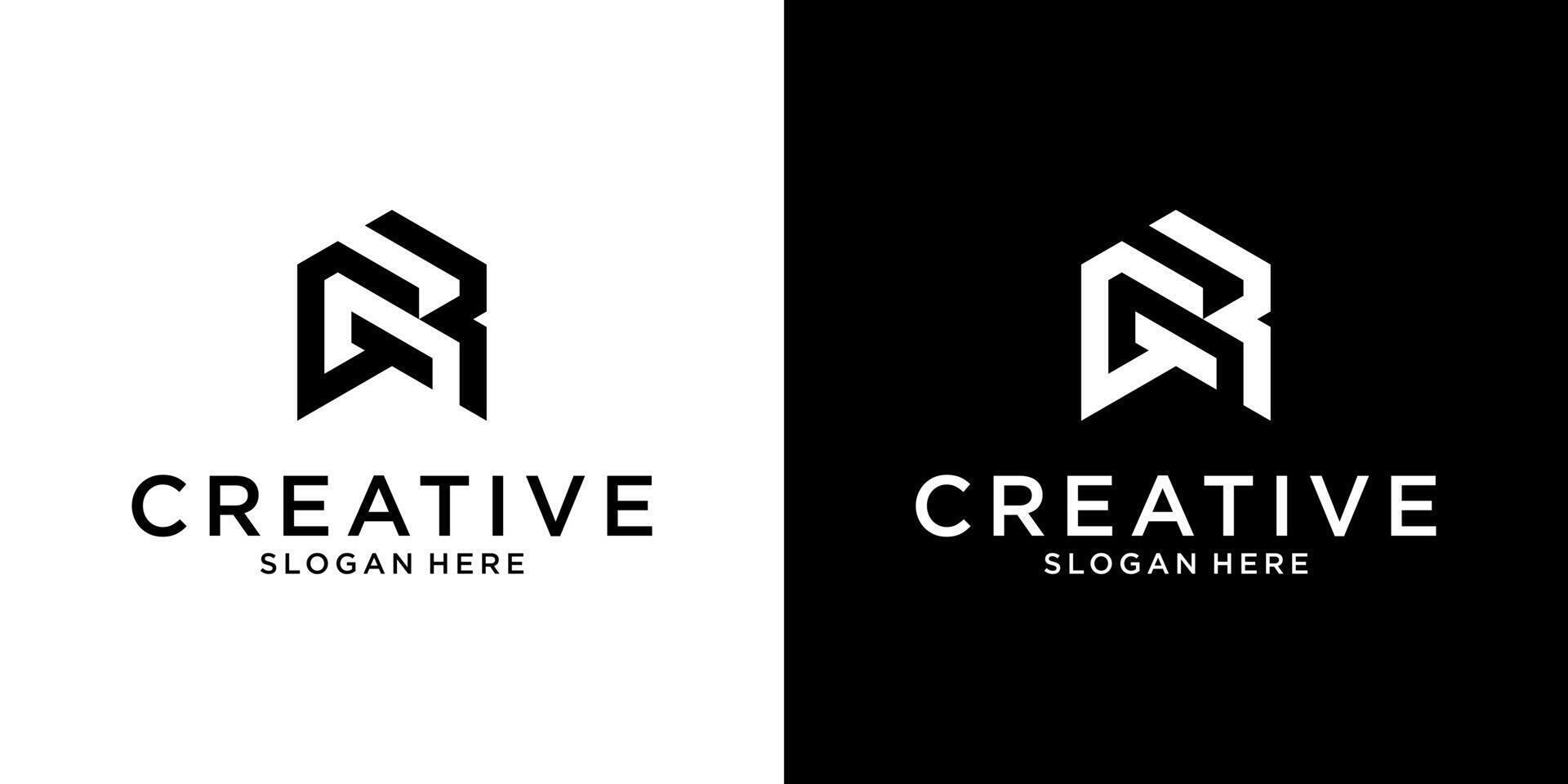 GR or RG initial letter logo design vector