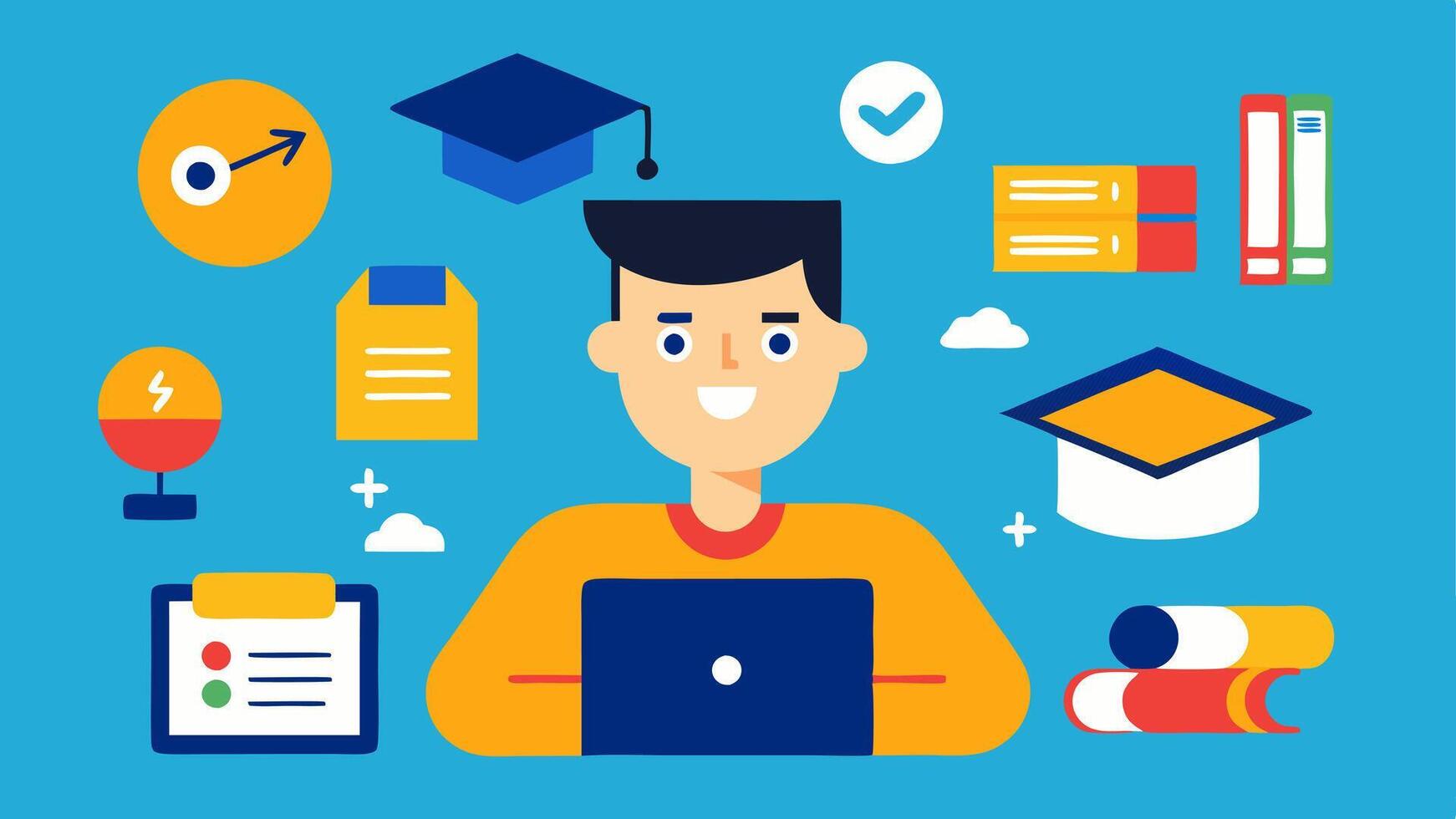 These descriptions can serve as inspiration for illustrations depicting the diverse aspects of online course creation.. vector