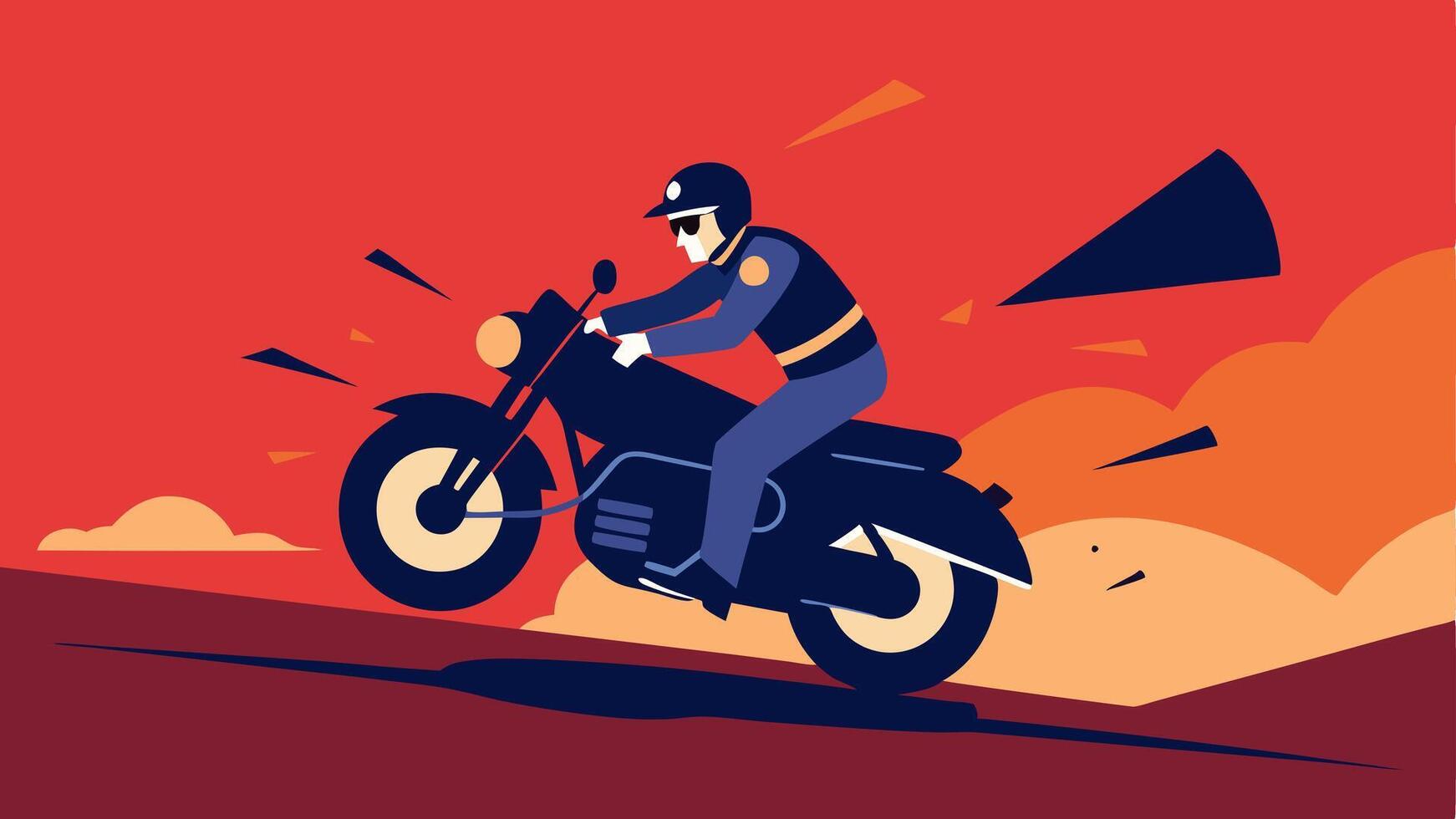 Tight Turn A dramatic curve showing the police officer leaning into a tight turn on their motorcycle focusing ahead on the crumbling vehicle they follow.. vector