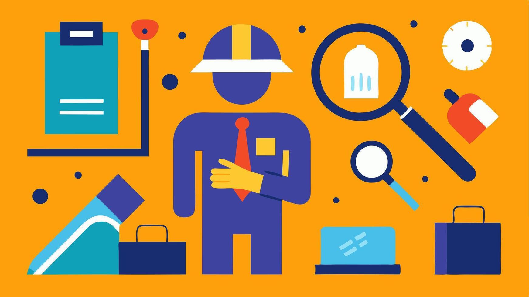 These descriptions can serve as visual ideas for creating illustrations related to forensic investigation and evidence collection.. vector