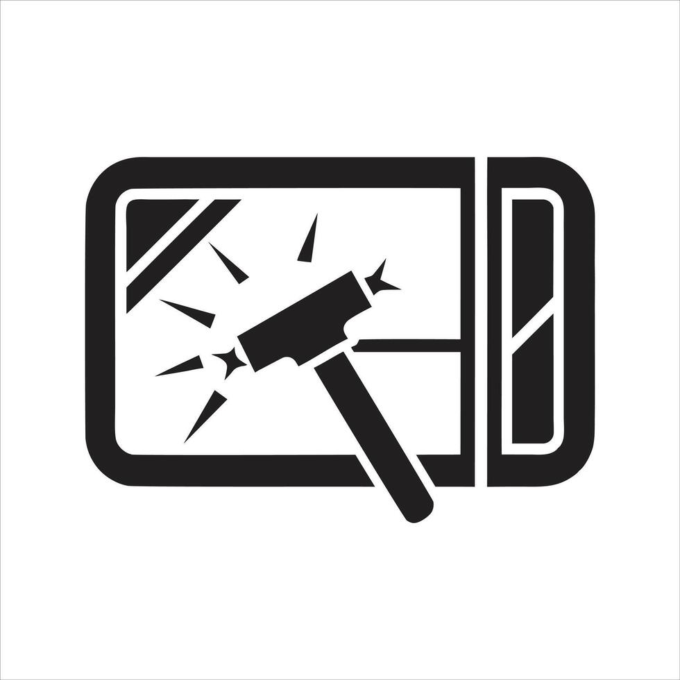 Break glass in case of emergency. Break the window icon vector