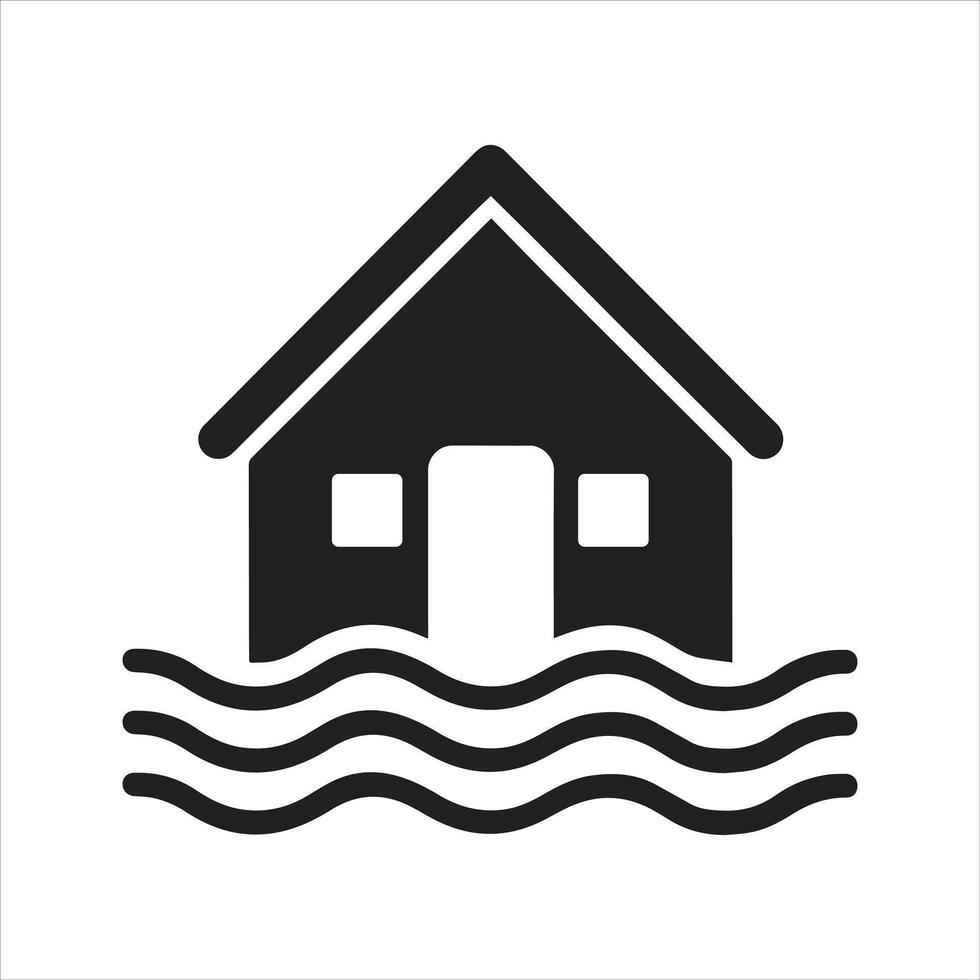 Flooded home icon. Home insurance. Natural disaster icon vector