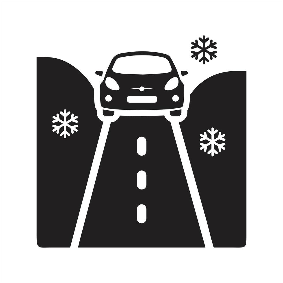 Slippery road icon. Car driving on ice icon vector