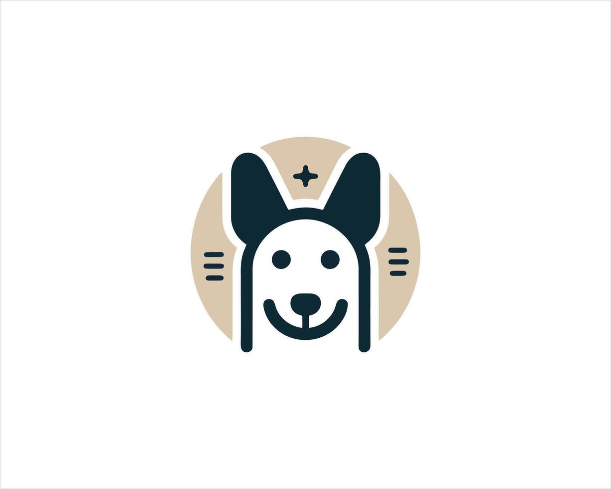 A dog logo with a star on it vector