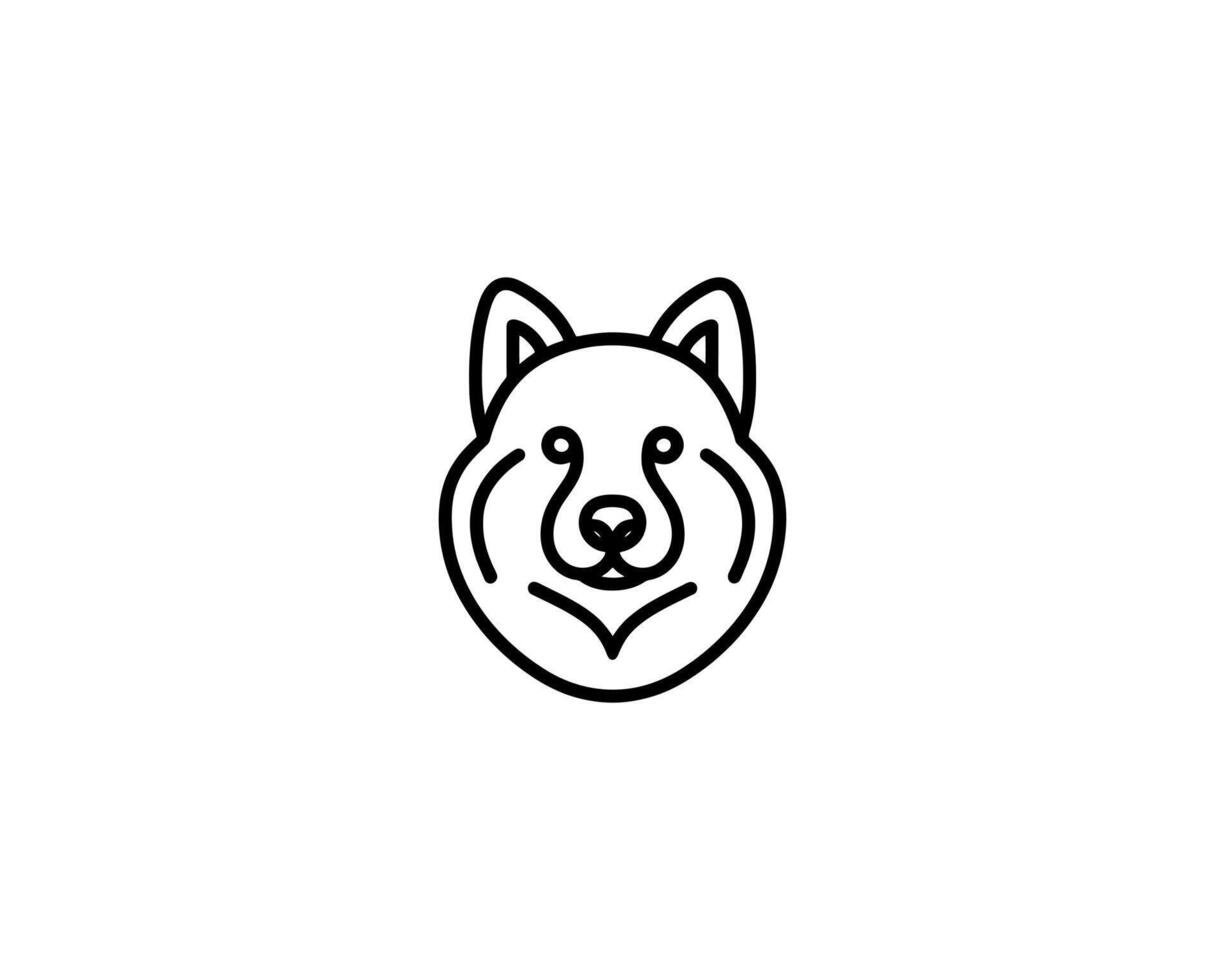 A dog's head is shown in a black and white line drawing vector