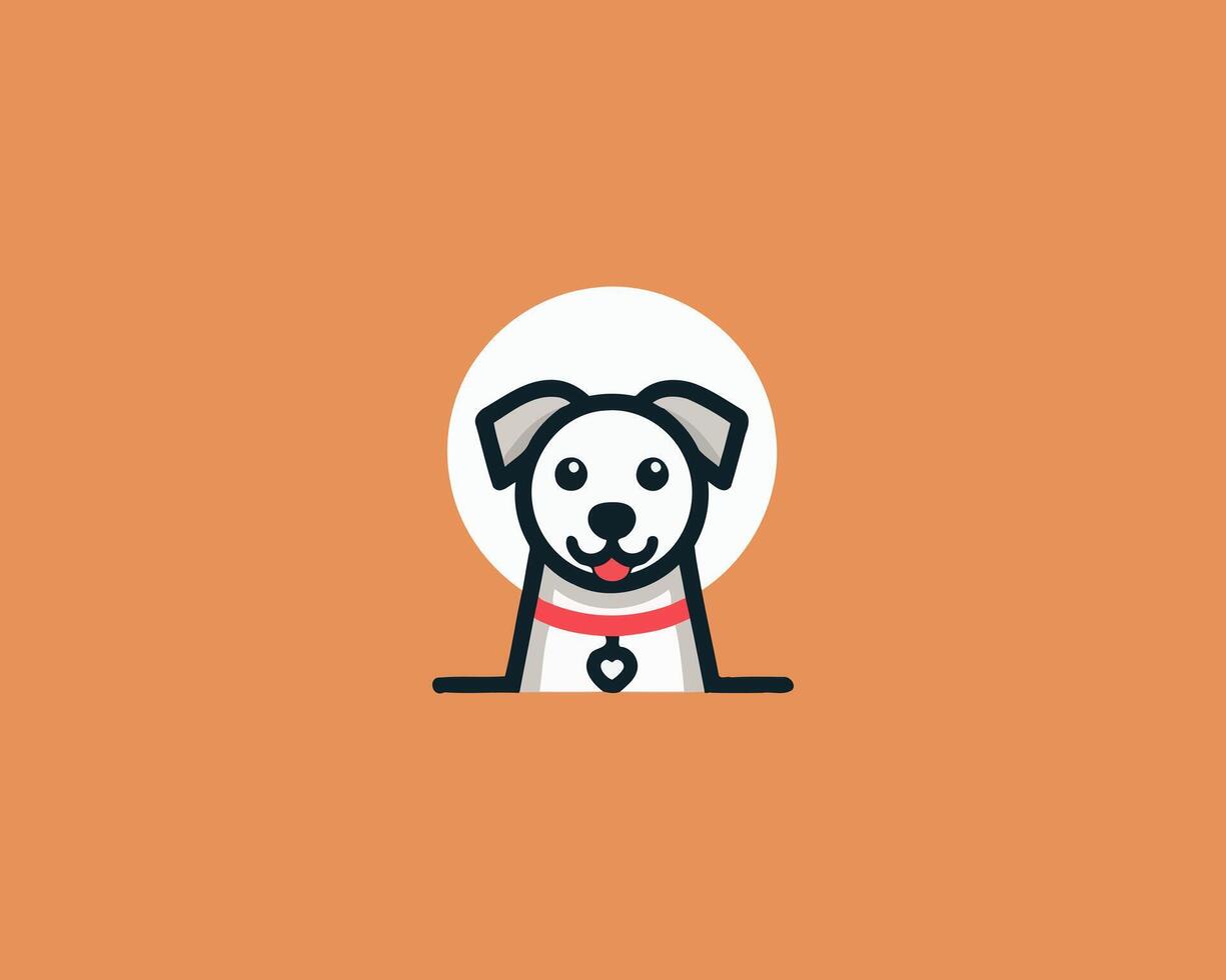 A dog with a collar on an orange background vector