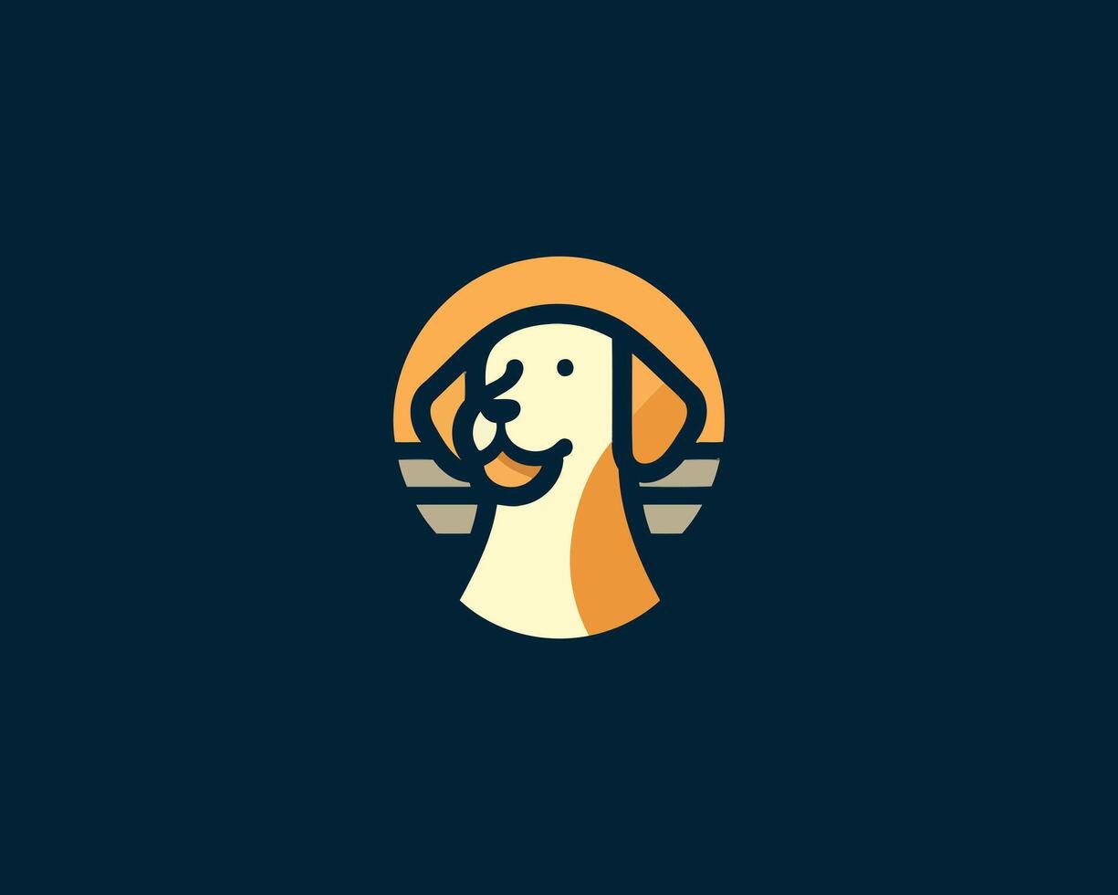 A dog logo with a sun in the background vector