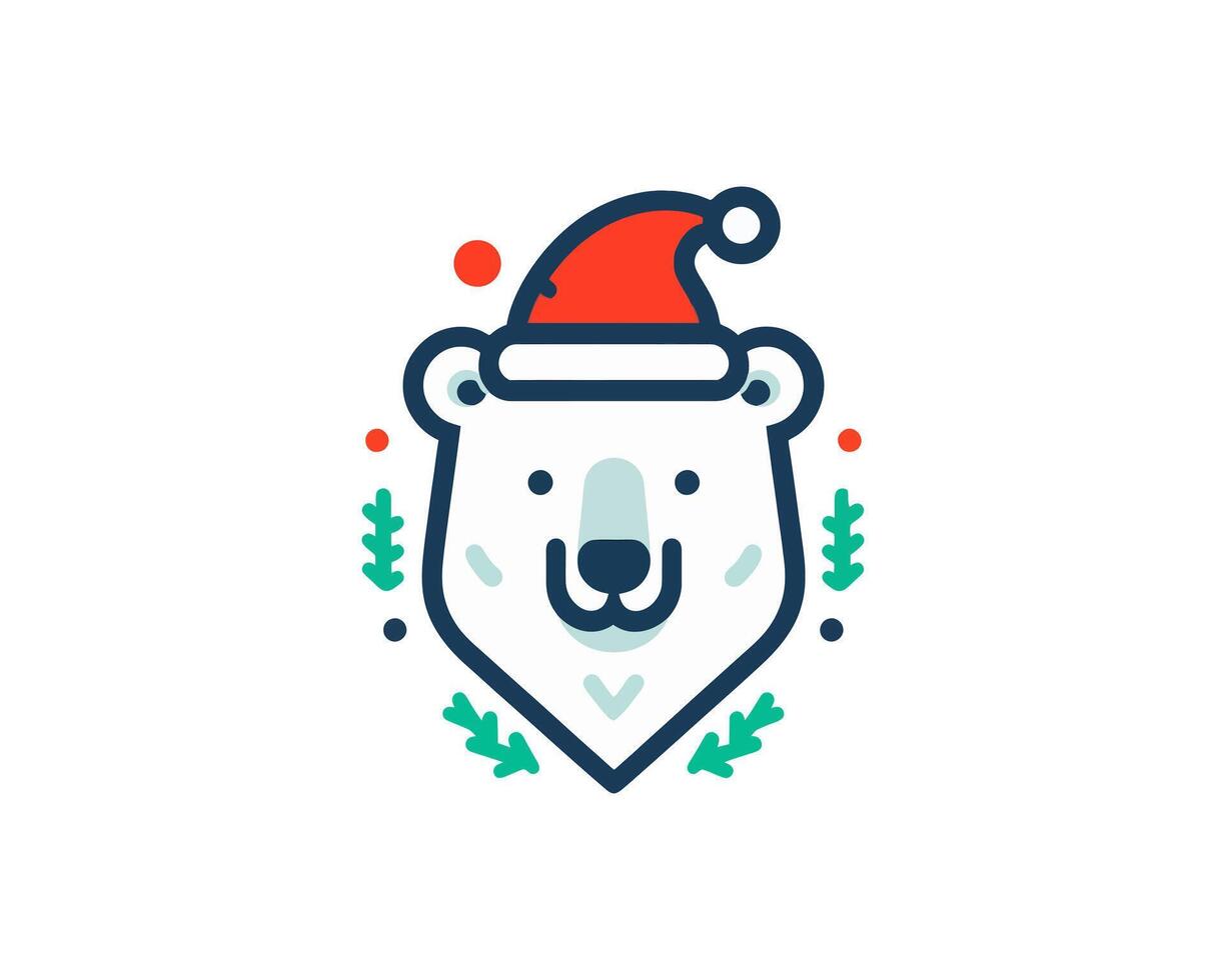 A polar bear wearing a santa hat vector