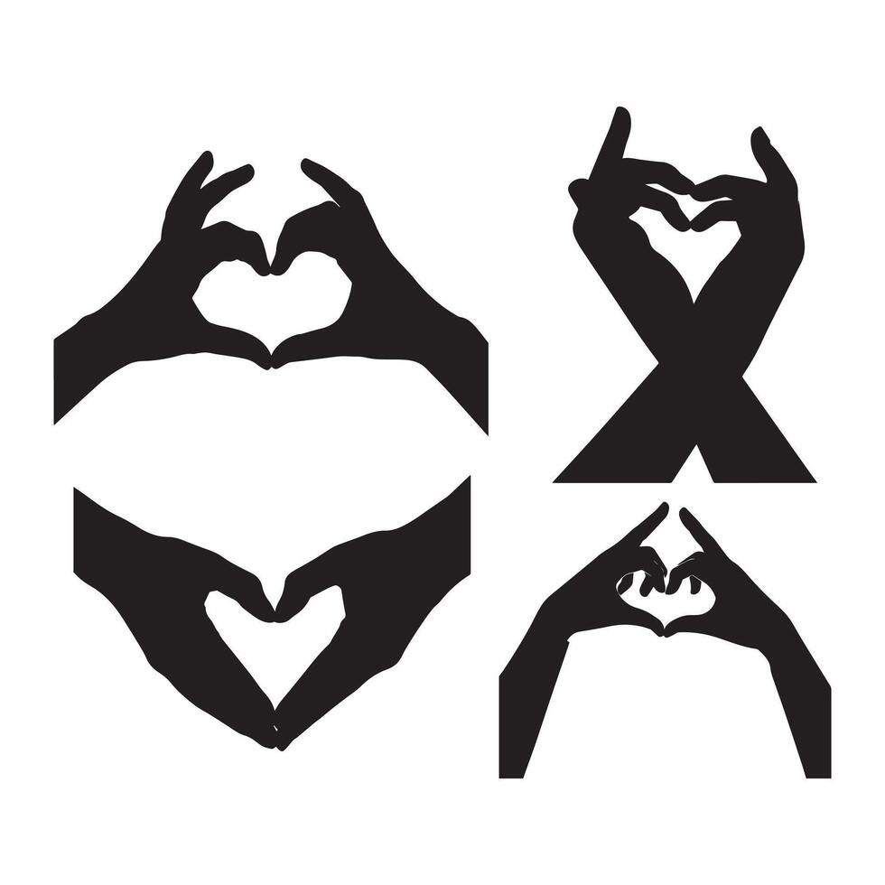 Heart and Love Shape Hand Symbols Collection vector