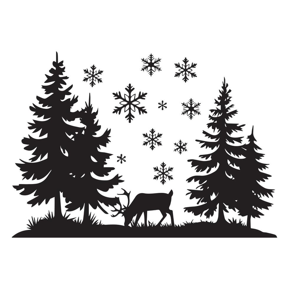 Tropical Palm Tree, Deer Illustration vector