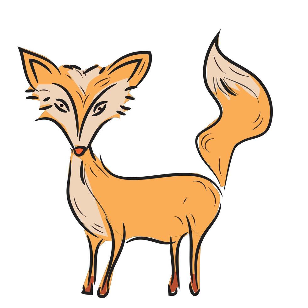 Cute Cartoon Fox Drawing and Illustration vector