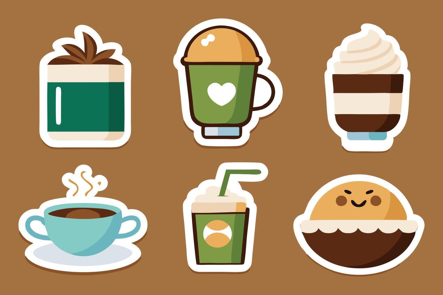 Fun and Whimsical Coffee and Dessert Stickers vector