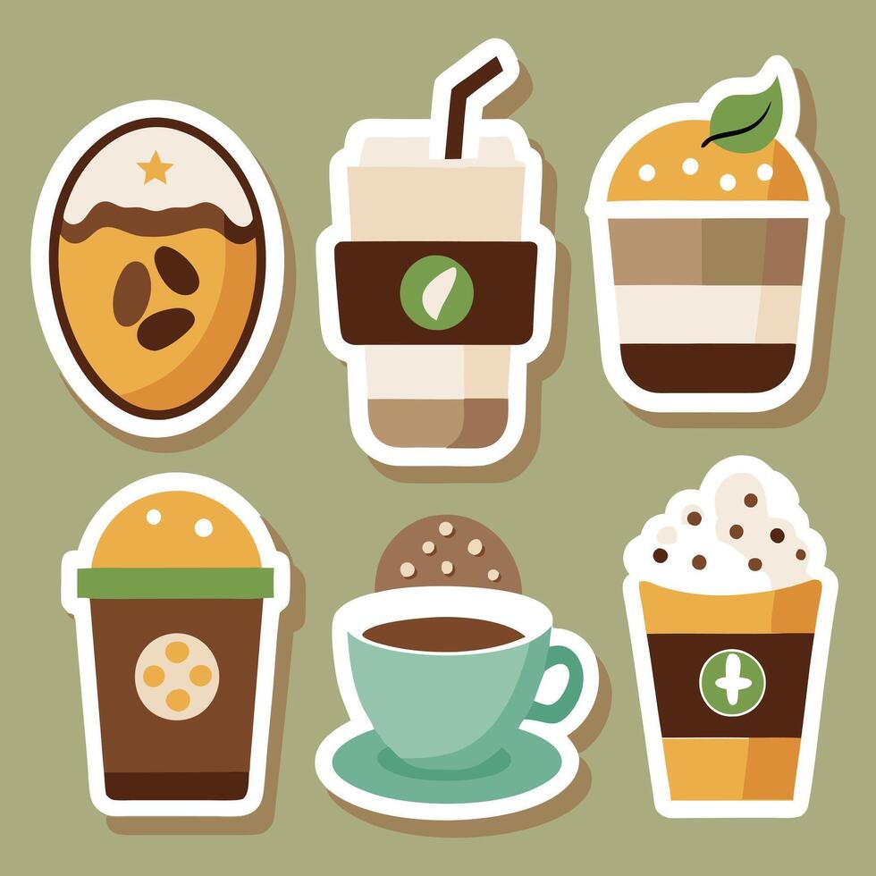 Playful Stickers Featuring Your Favorite Beverages and Desserts vector