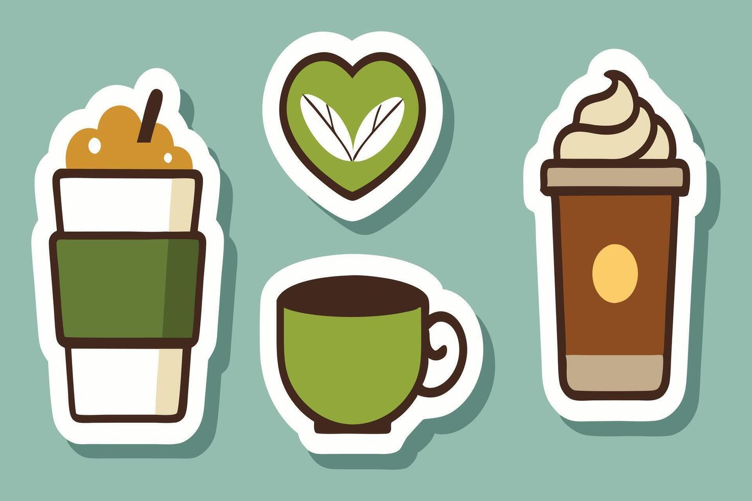 Adorable Beverage Stickers Featuring Sweet Indulgences vector