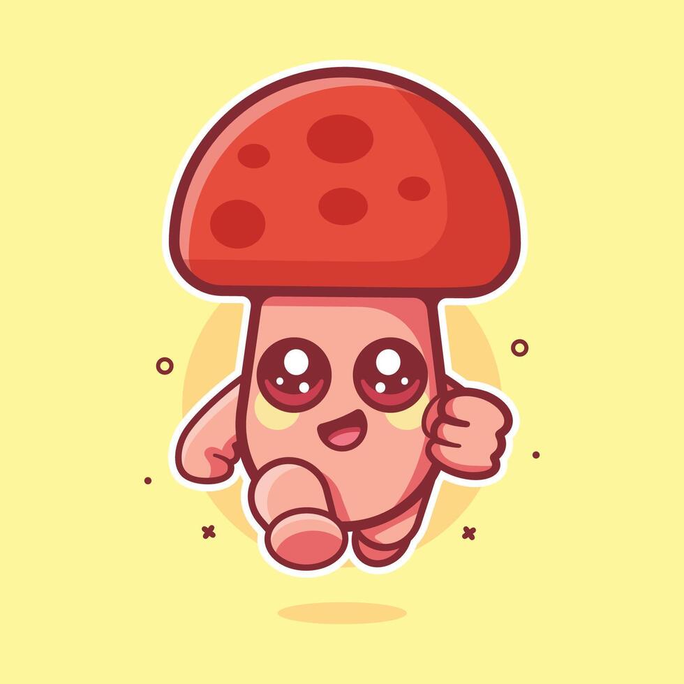 cute mushroom character mascot running activity isolated cartoon vector