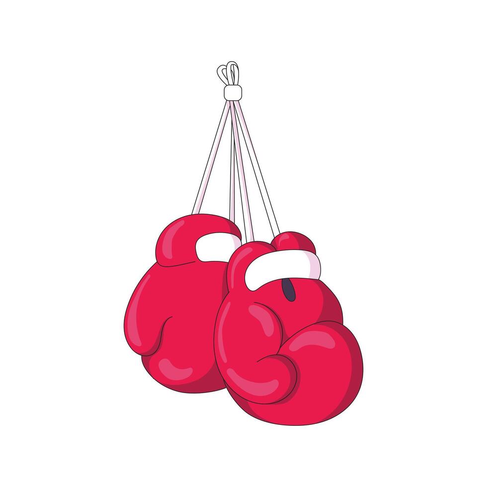 red boxing gloves with rope hanging vector