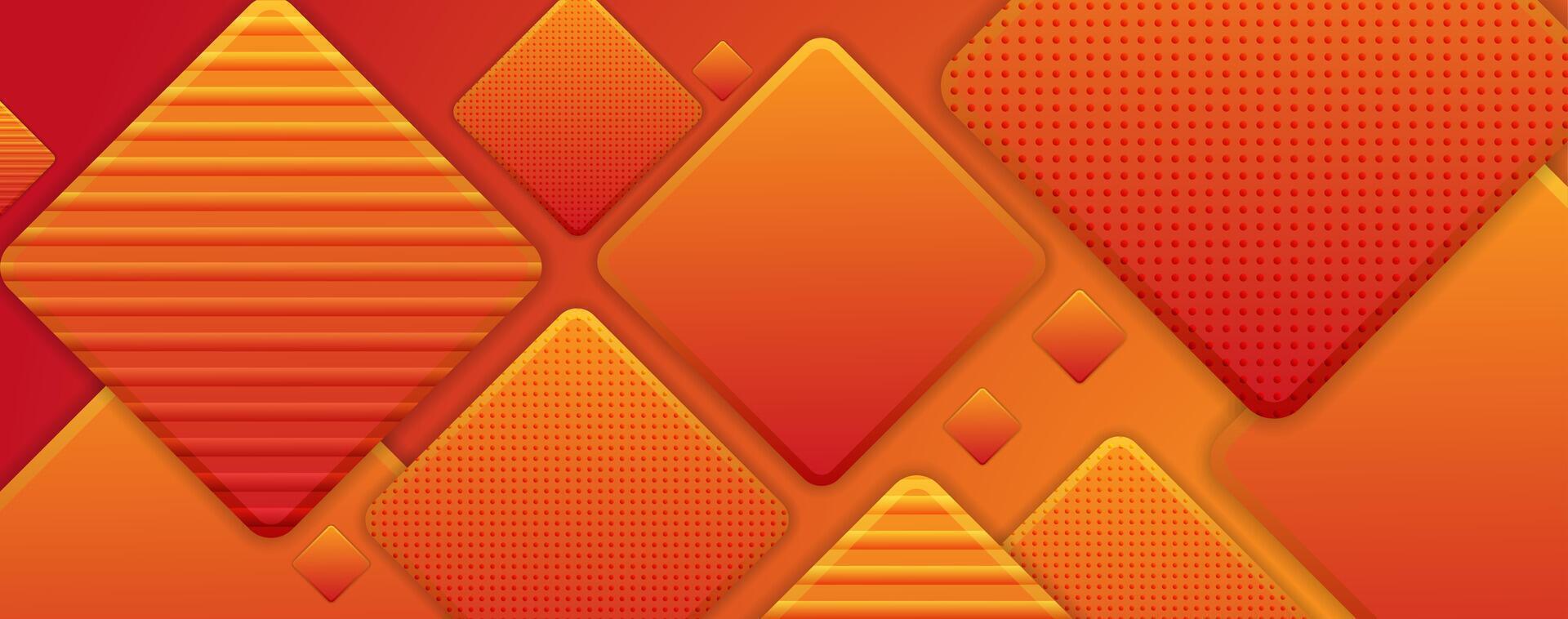 Geometric orange red gradient square abstract background vector