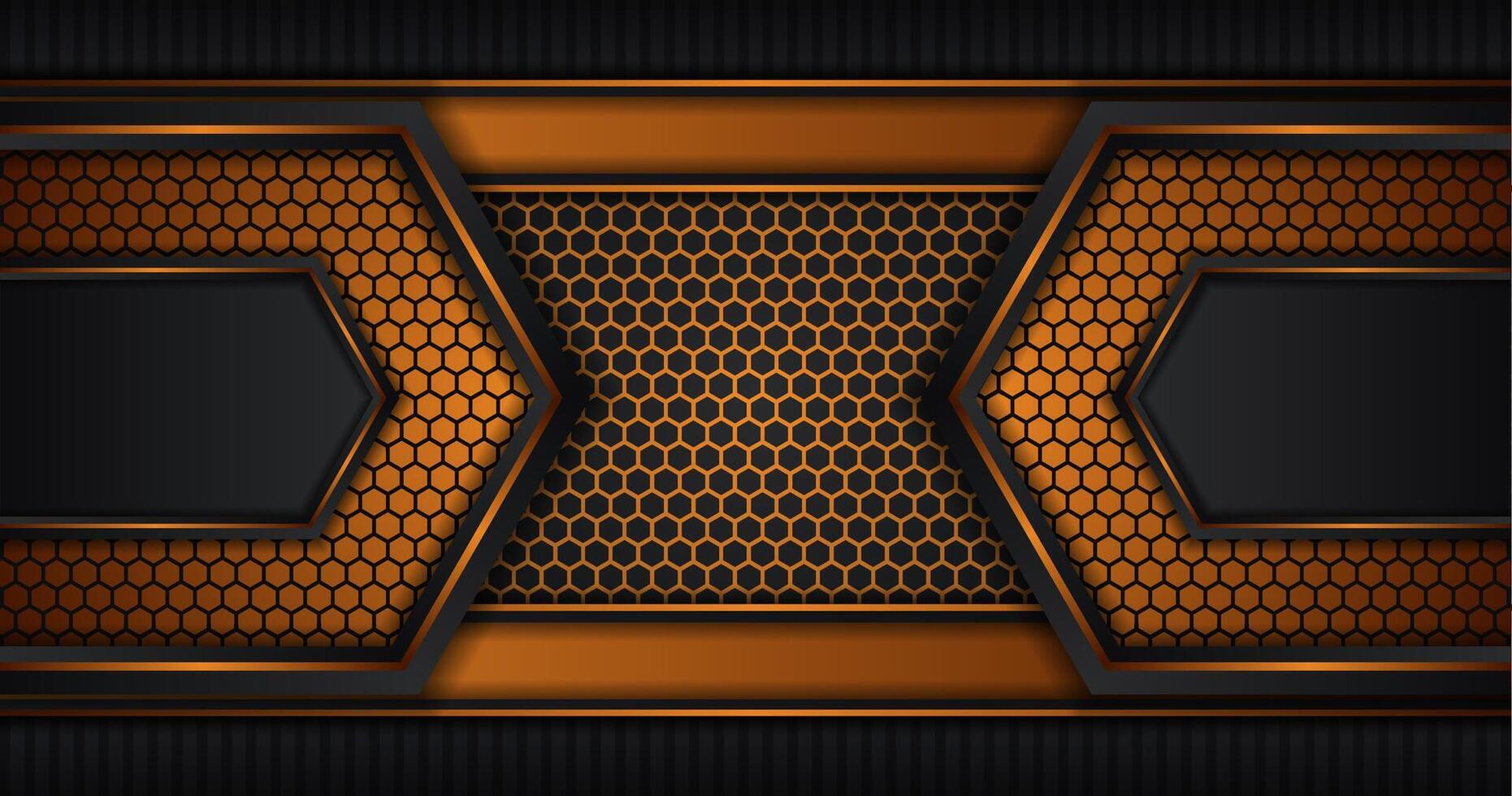 Black and gold Abstract Background with hexagon pattern and with black stripes luxury dynamic modern abstract background for presentation, report, abstract luxury cover. Paper style vector