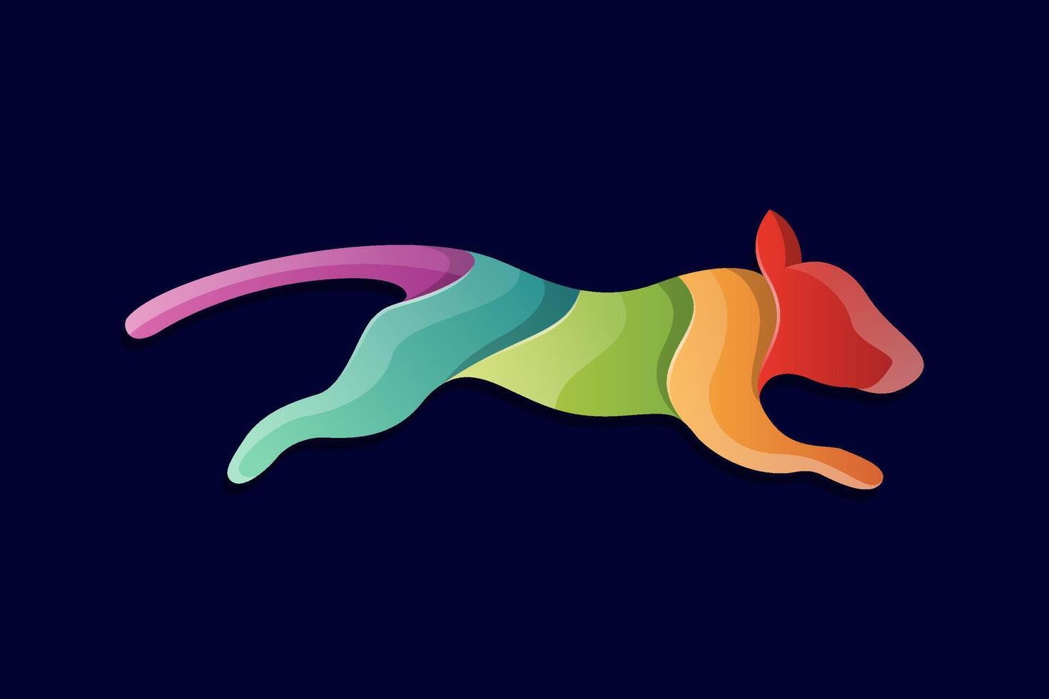 Colorful dog agility training logo. Colorful pet logo. Cat logo design, Animal, Colorful, Creative logo. Cute cat silhouette jump vector