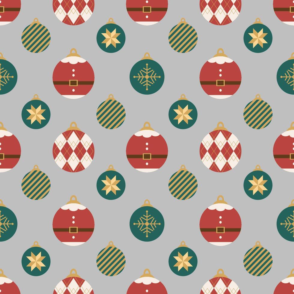 Christmas ornaments seamless pattern with Santa Claus, argyle, star, snowflake for wrapping paper, textile, fabric and garment. vector