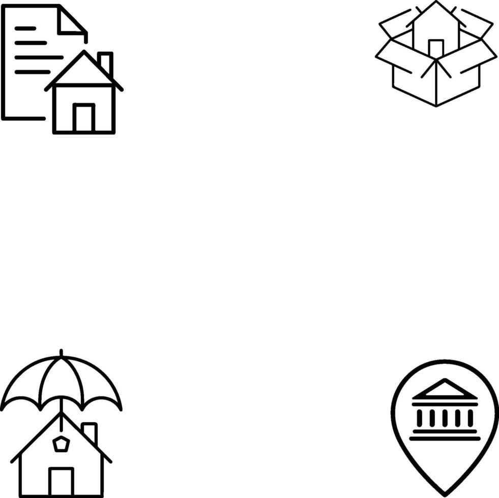 property-related documentation and real estate packaging services with home protection represent icon vector