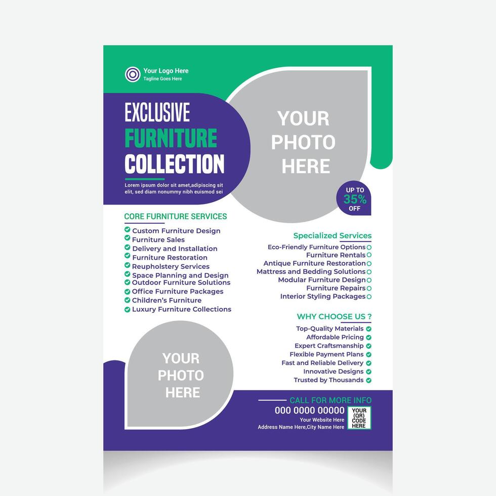 Furniture flyer design template layout vector