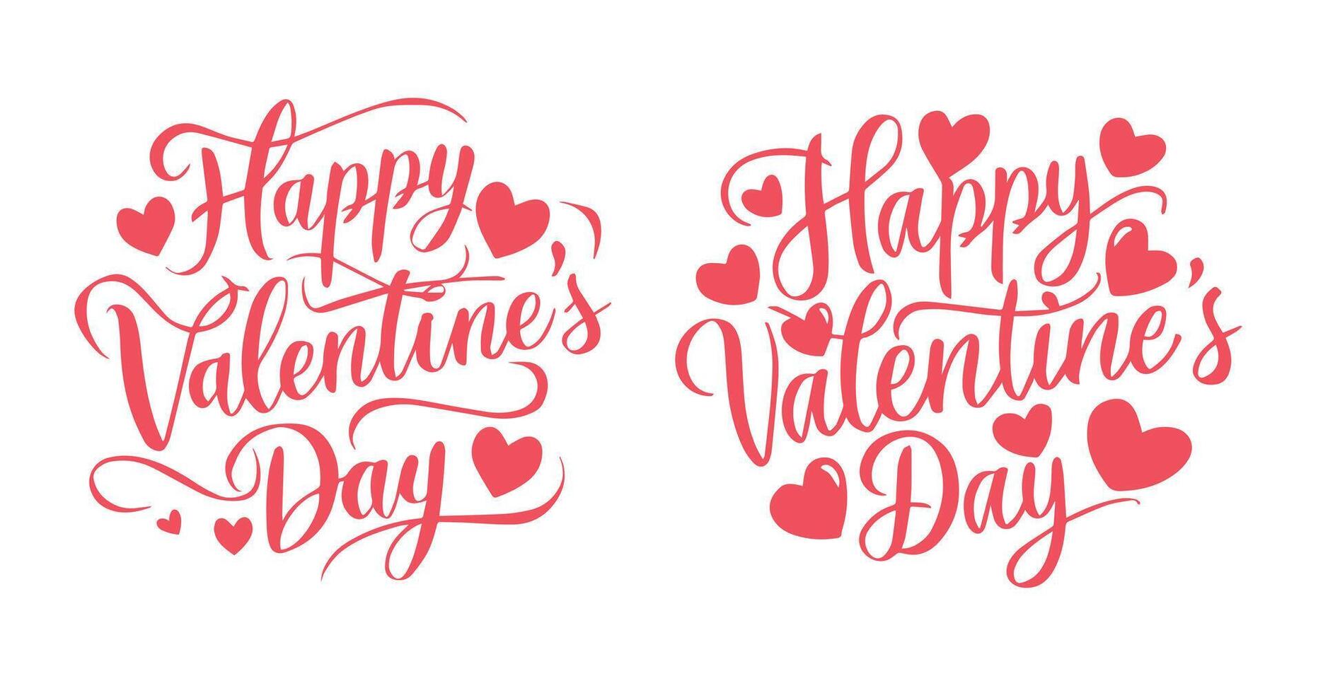 happy valentines day typography with hearts shape vector