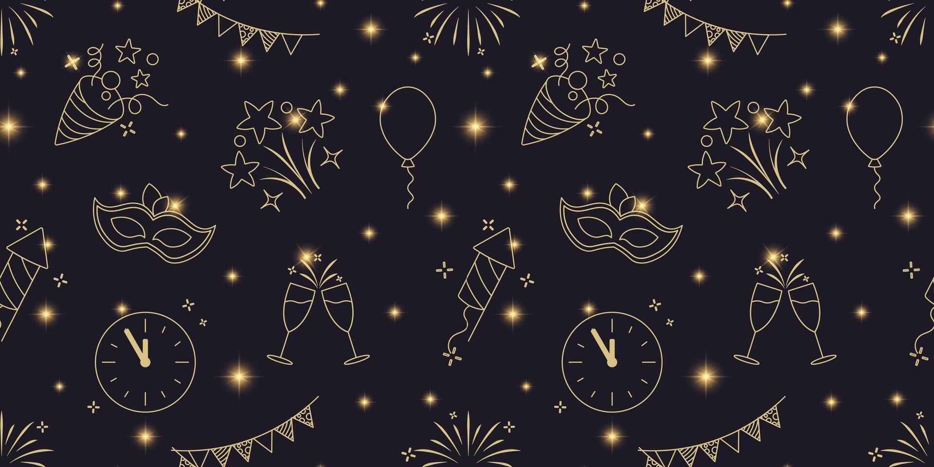 New Years Seamless Pattern with Light Golden Stars vector