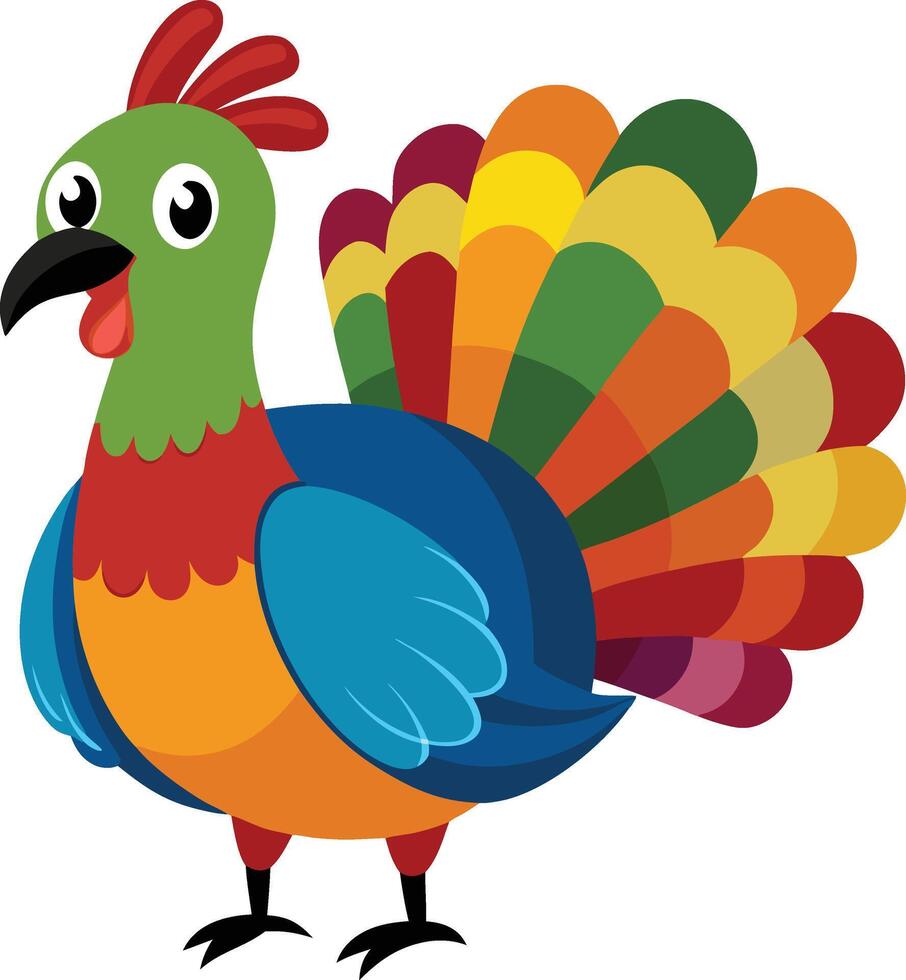 Cheerful Cartoon Turkey Wearing a Pilgrim Hat Illustration vector
