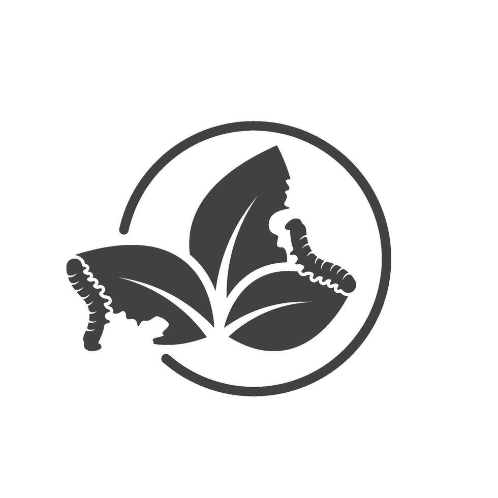 leaf eaten by caterpillars icon of pest control element vector