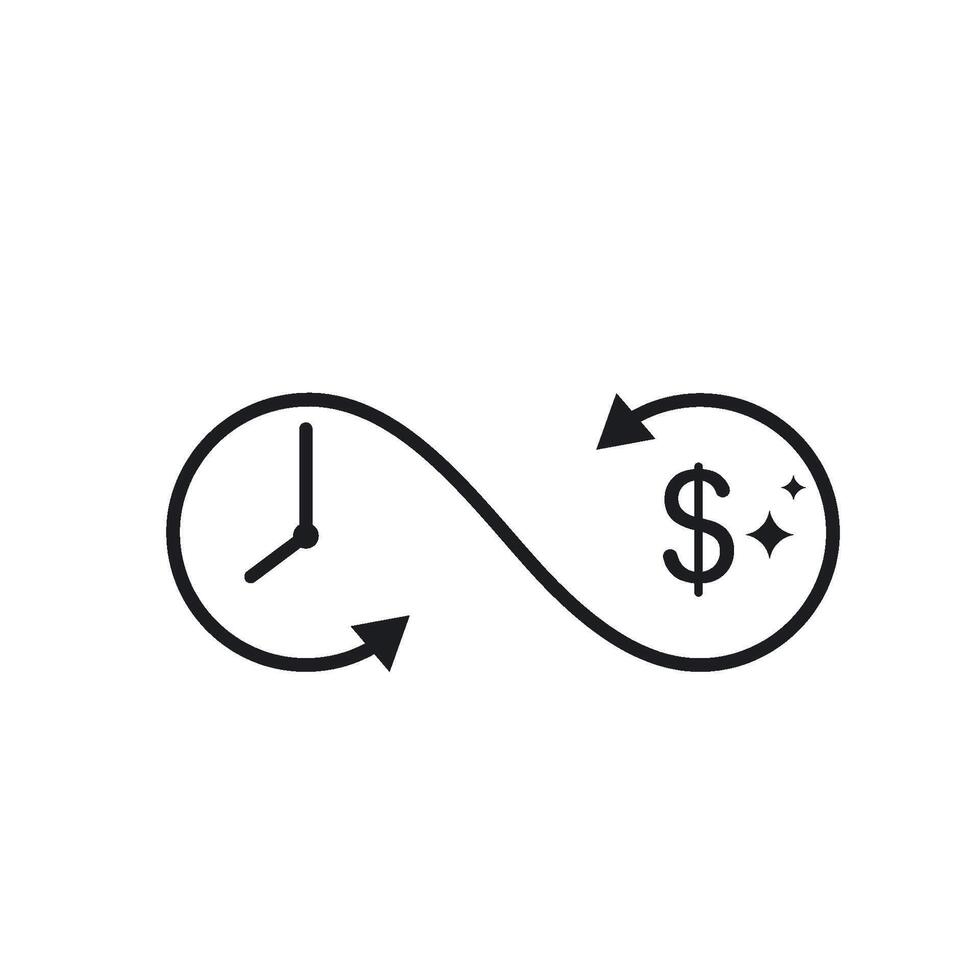 time is money infinity icon concept design template web vector