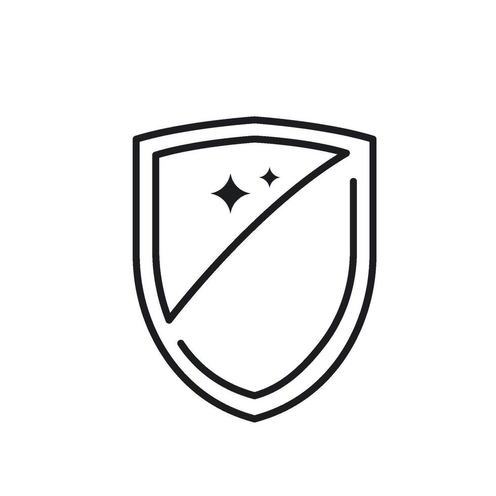 Shiny protective shield black line icon element design template vector