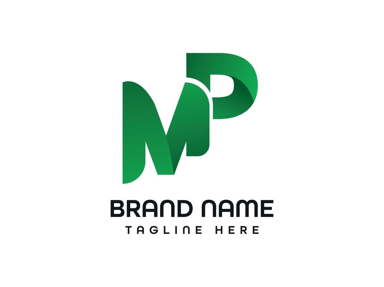 M P green logo for a brand vector