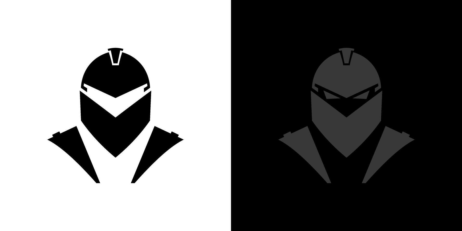 Spartan knight helmet logo black design vector