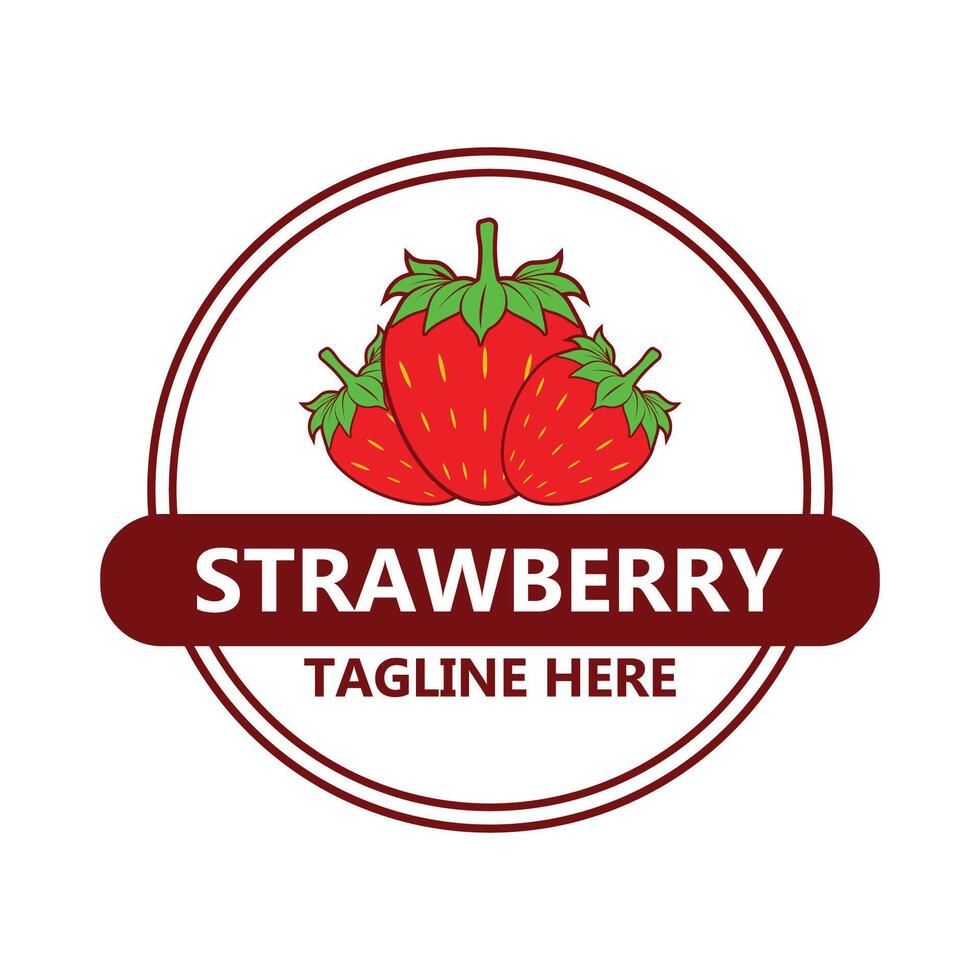 strawberry logo with slogan template vector