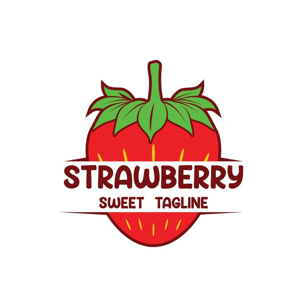 Natural organic fresh strawberry logo vector
