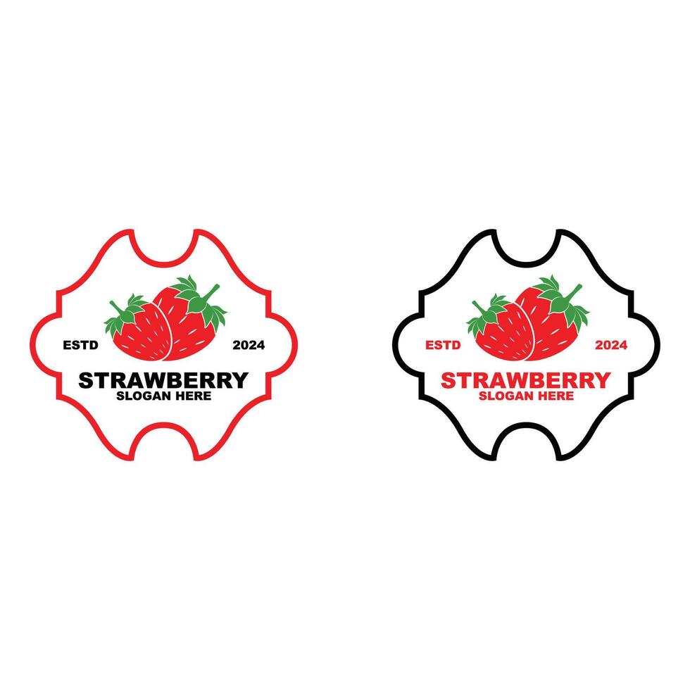 set of fresh strawberry logo or icon vector