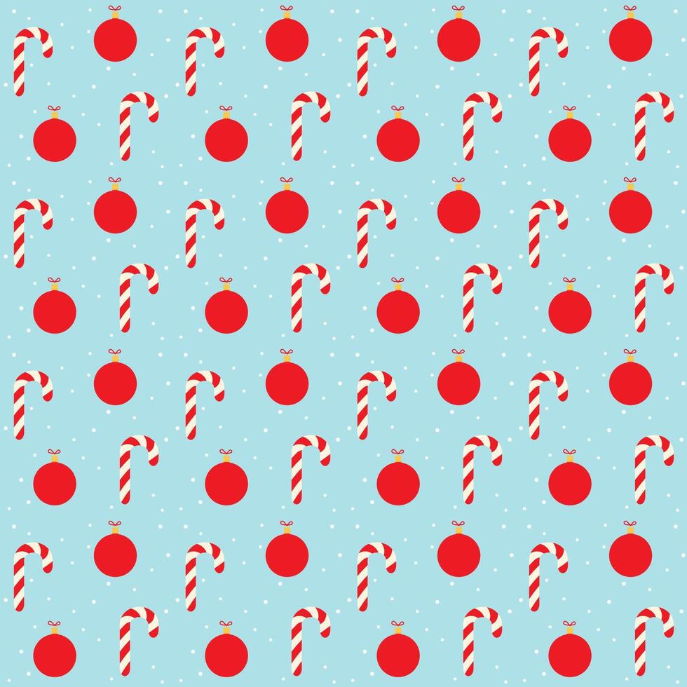 Christmas background with candy canes. Background with Christmas balls. vector