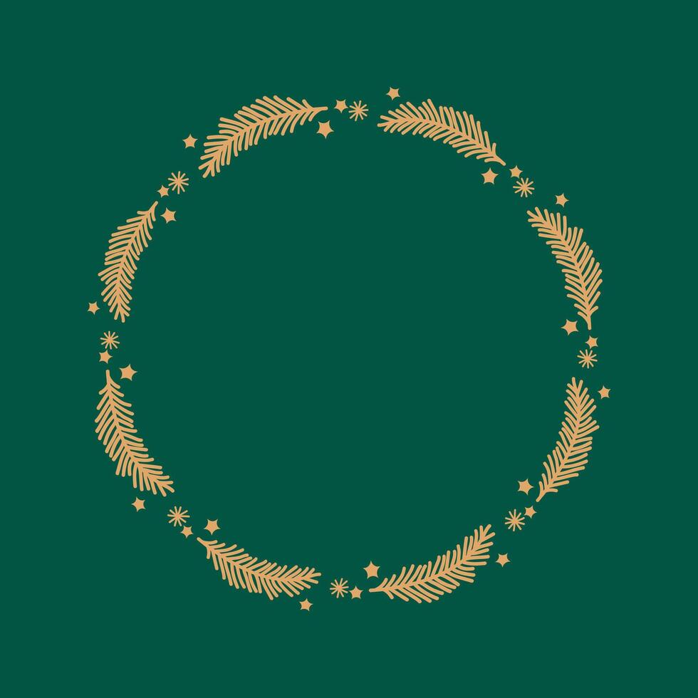 Gold Christmas wreath vector