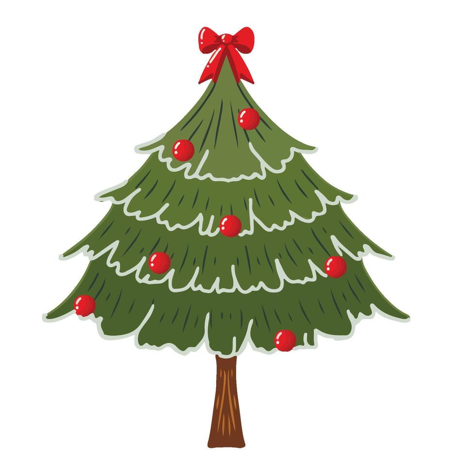 CHRISTMAS Tree STICKER DECORATION Ornament cartoon red light vector