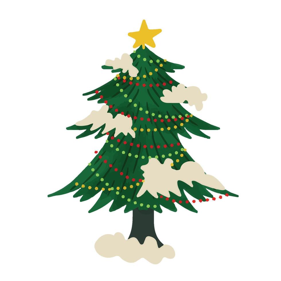 CHRISTMAS Tree STICKER DECORATION Ornament simple dot snow vector