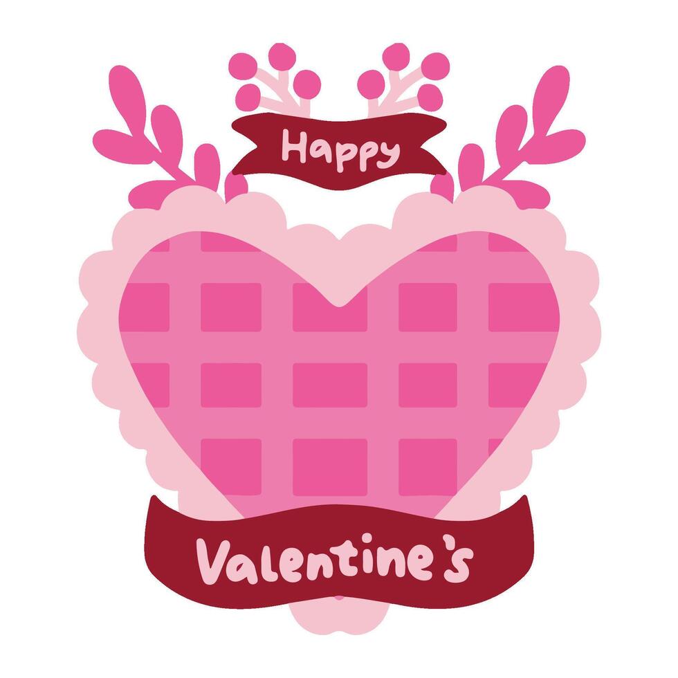 Valentine's Day Greeting Card Sticker Typography cute pattern inside heart vector
