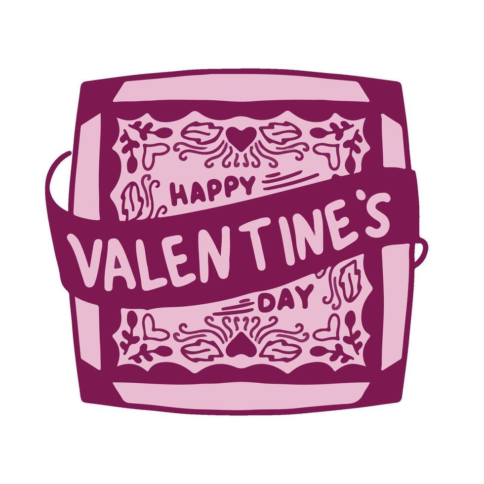 Valentine's Day Greeting Card Sticker Typography cute purple vector