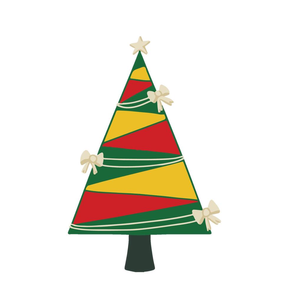 CHRISTMAS Tree STICKER DECORATION Ornament triangle simple white ribbon vector