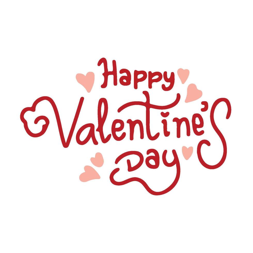 Valentine's Day Greeting Card Sticker Typography cute simple line art vector