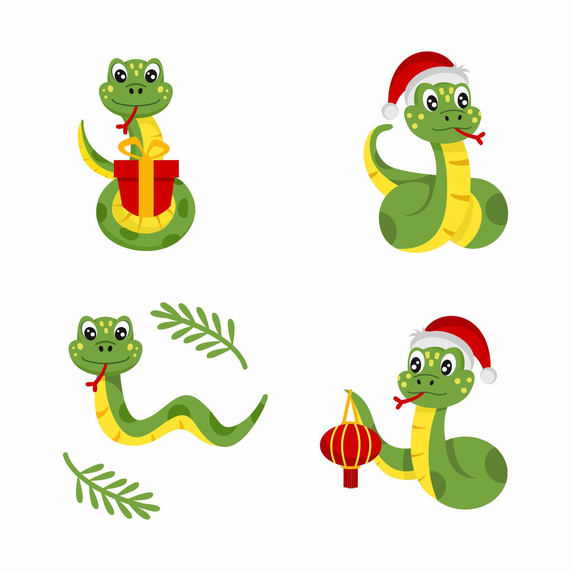A collection of New Year's snakes.The animal is a symbol of the year