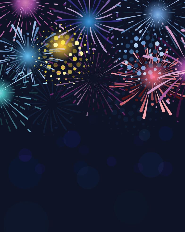Blank background of glowing fireworks for New Year greeting vector