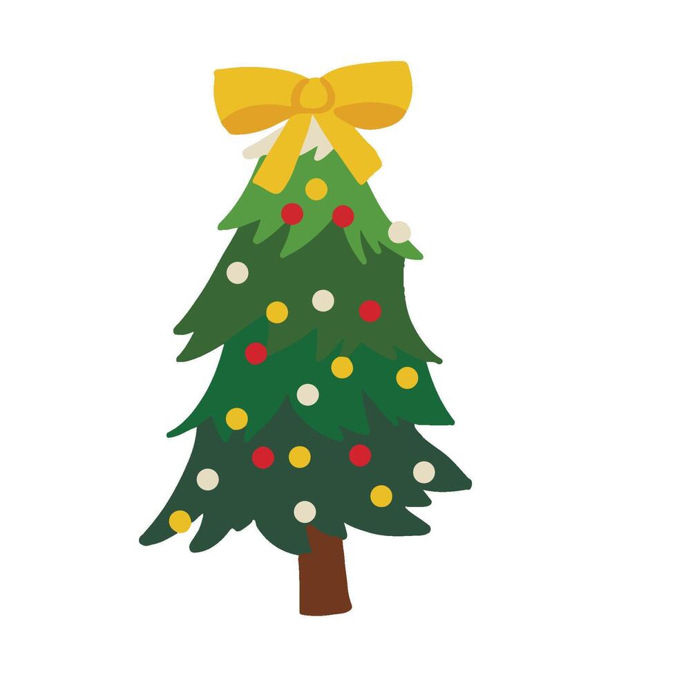 CHRISTMAS Tree STICKER DECORATION Ornament simple ribbon yellow vector
