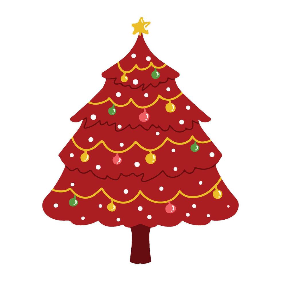 CHRISTMAS Tree STICKER DECORATION Ornament red glamour vector